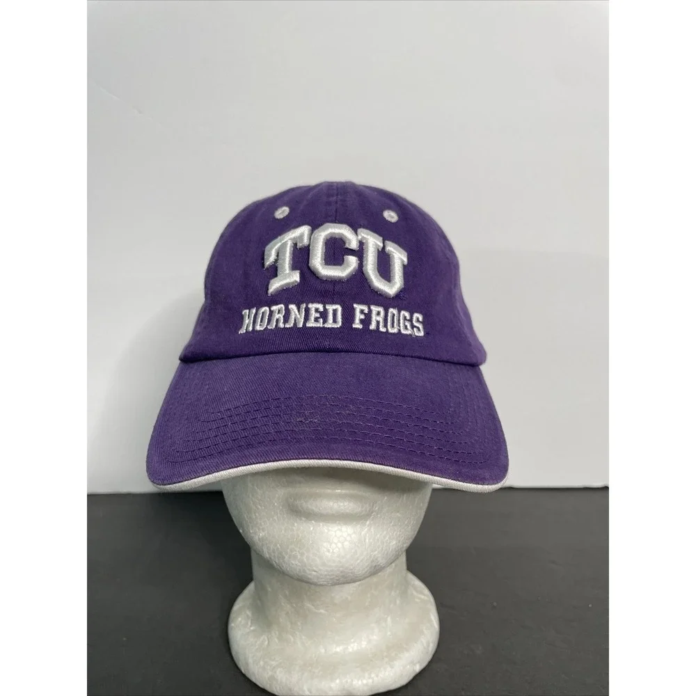 NCAA TCU Horned Frogs Hat Cap Adjustable Back Purple Stitching Logo Men One Size
